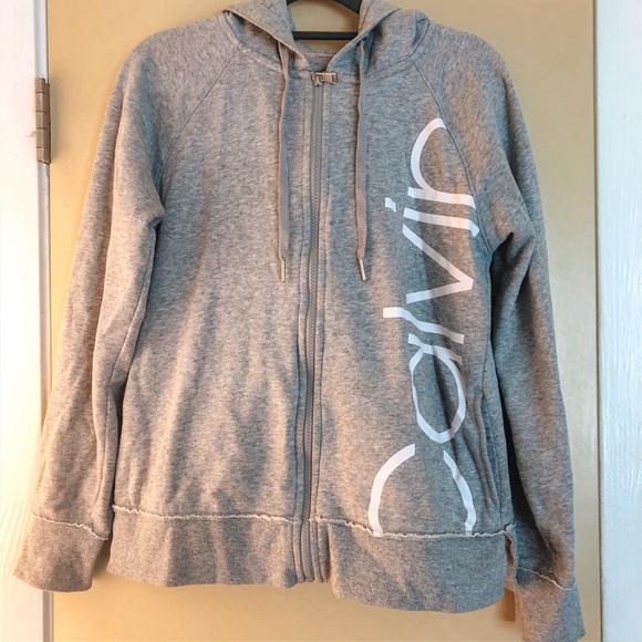 calvin klein grey zip up hoodie